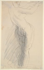 Femme nue debout, bras levés