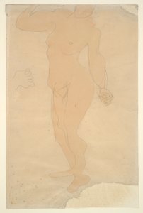 Nu debout (tête partiellement coupée par le bord du papier) - Auguste Rodin