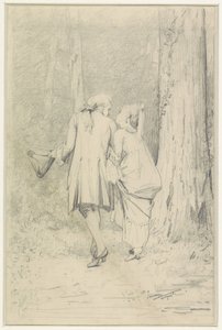 Couple marchant dans la forêt