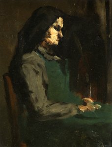 Femme avec un tablier vert - Auguste Theodule Ribot