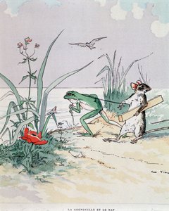 La grenouille et le rat - dans « Fables de La Fontaine », ill. par Auguste Vimar (1851-1916), Tours, chez A. Mame & Fils