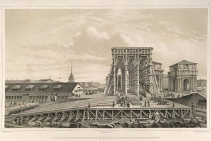 La première colonne de la construction De: La construction de la cathédrale Saint-Isaac, 1845