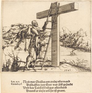 Le Christ Montant sur la Croix avec le Péché, la Mort et le Diable - Augustin Hirschvogel