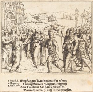 David est accueilli après avoir tué Goliath, et la jalousie de Saül