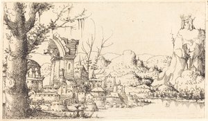 Paysage fluvial avec la tentation du Christ