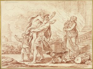 Énée fuyant avec Anchise des ruines de Troie
