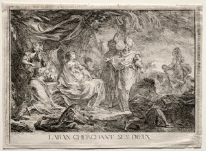 Laban cherchant ses dieux - Augustin de Saint Aubin