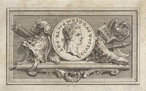 Médaille avec Portrait de Caligula dans le 6e Livre, de Tibère ou les six premi..., publié en 1768 - Augustin de Saint Aubin