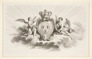Blason Royal avec Fleurs de Lis Flanqué d