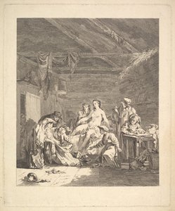 Vignette du premier volume, page 165: Usage des Russes après le mariage et avant la noce..., 1767 - Augustin de Saint Aubin
