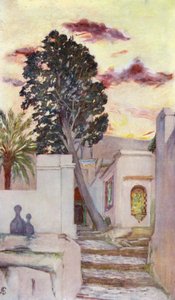 Entrée de la mosquée de Sidi, Abd-Er-Rahman (lithographie couleur)