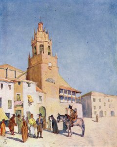 Ronda, Scène sur la Piazza (lithographie couleur) - Augustine Fitzgerald