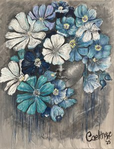 Portrait floral bleu - Augustus Caelthorne