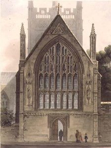 Extérieur du Merton College, face à la fenêtre nord de la chapelle, illustration de 