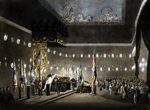 Restes de Lord Viscount Nelson exposés dans la Chambre Peinte à l