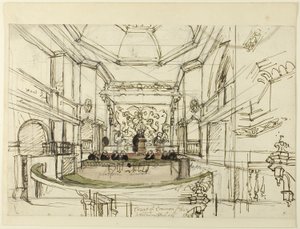 Étude pour la Cour des plaidoiries, Westminster Hall, du Microcosme de Londres - Augustus Charles Pugin
