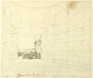 Étude pour le théâtre Drurylane, extrait du Microcosme de Londres - Augustus Charles Pugin
