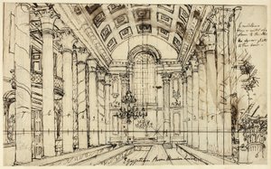 Étude pour Egyptian Hall Mansion House, de Microcosm of London - Augustus Charles Pugin