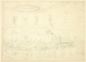 Étude pour India House, la salle de vente, du Microcosme de Londres - Augustus Charles Pugin