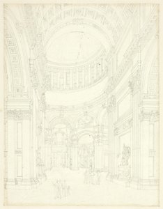 Étude pour la cathédrale Saint-Paul, tirée de Microcosme de Londres - Augustus Charles Pugin