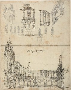 Étude pour La Bourse royale, de Microcosm of London - Augustus Charles Pugin
