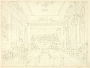 Étude pour Trinity House, de Microcosm of London (recto); Croquis architectural de façades de maisons en rangée (verso)
