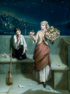Un balayeur de rue londonien et une vendeuse de fleurs, 1884