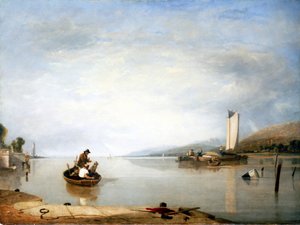 Scène de pêche près du château de Cowes (Angleterre)