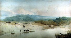 Vue dans le Yorkshire, rivière et bétail