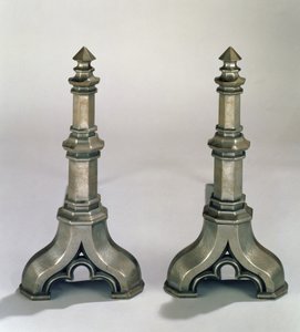 Paire de chenets de style gothique, vers 1836