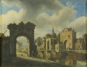 Scène de canal avec pont-levis
