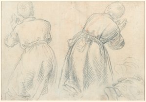 Femme assise avec études de bras et de jambes (recto); Études de jeunes agenouillés (verso)