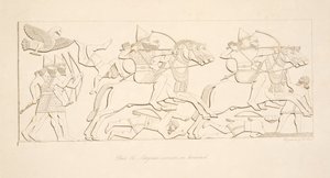 Guerriers assyriens à cheval, des Monuments de Ninive, pub. 1849