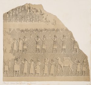 Captifs et partie de la ville fortifiée (Kouyunjik), illustration des Monuments de Ninive, 1858 - Austen Henry Layard