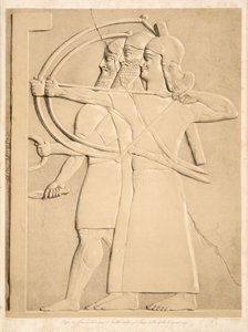 Deux archers et un porteur de bouclier, des Monuments de Ninive, pub. 1849