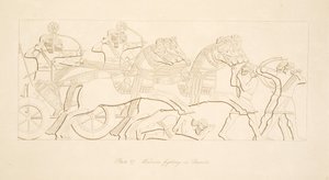 Guerriers combattant dans des chars, des Monuments de Ninive, pub. 1849