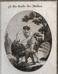 Allégorie de la grandeur du courage représentée par un homme robuste qui ouvre la bouche d