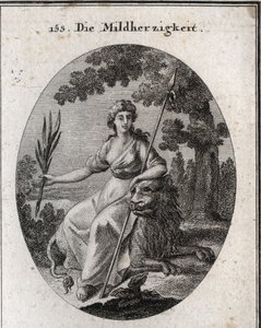 Allégorie de la clémence. Elle est représentée tenant une lance et une branche d