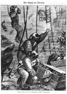 Plongeurs trouvant le trésor des pirates, 1897