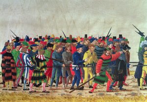 Hallebardiers de Maximilien I (1459-1519) gardant des prisonniers français - Austrian School