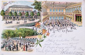 Carte postale de la maison de café Pertls au Prater, Vienne, 1901 - Austrian School