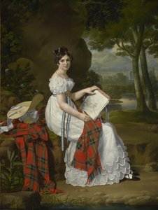 Femme dessinant dans un paysage, vers 1830