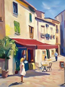 Une rue bordée de charmants cafés européens
