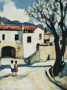 Des enfants sur le sentier du village - Avanesova Elena