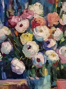 Fleurs colorées en impasto - Avanesova Elena