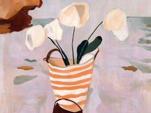 Panier rayé « Fleurs crémeuses » - Avanesova Elena