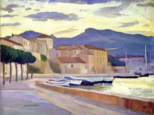Coucher de soleil sur le port méditerranéen - Avanesova Elena