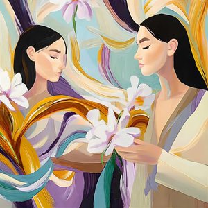 Des femmes sereines avec des fleurs - Avanesova Elena