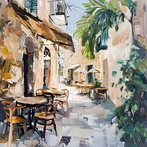 Café européen ensoleillé - Avanesova Elena