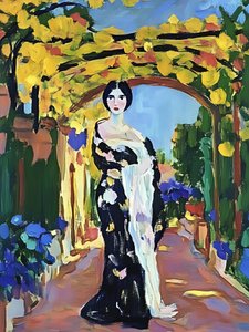 Une femme sous une arche jaune - Avanesova Elena